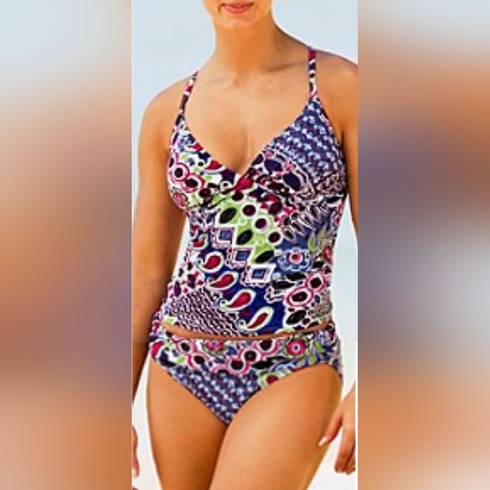 Athleta Underwire Crossover Tankini 2 Piece Set EUC 3 (36C/36D/34DD)